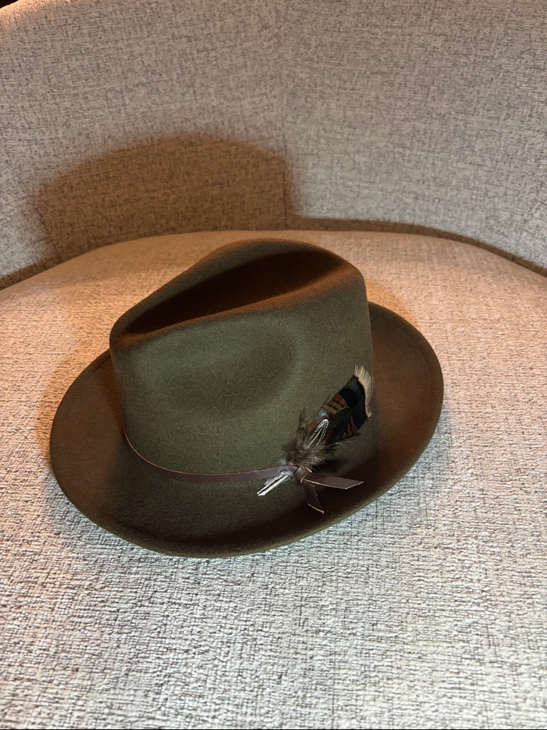 Yellow 108 Brand Fedora Hat  &acirc;Luke&acirc; Olive Felt Medium